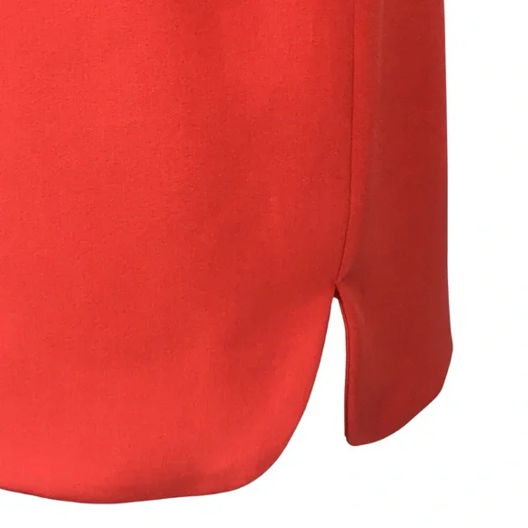 Vince Camuto Gorgeous Tomato Orange 3/4 Sleeve Boatneck Shift Midi Dress size 10 - Picture 9 of 14